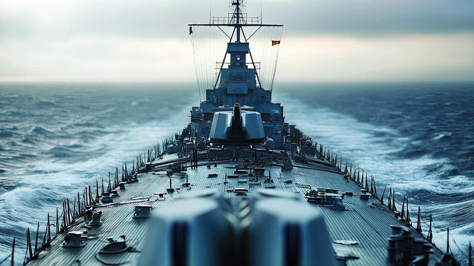 Naval warship at sea